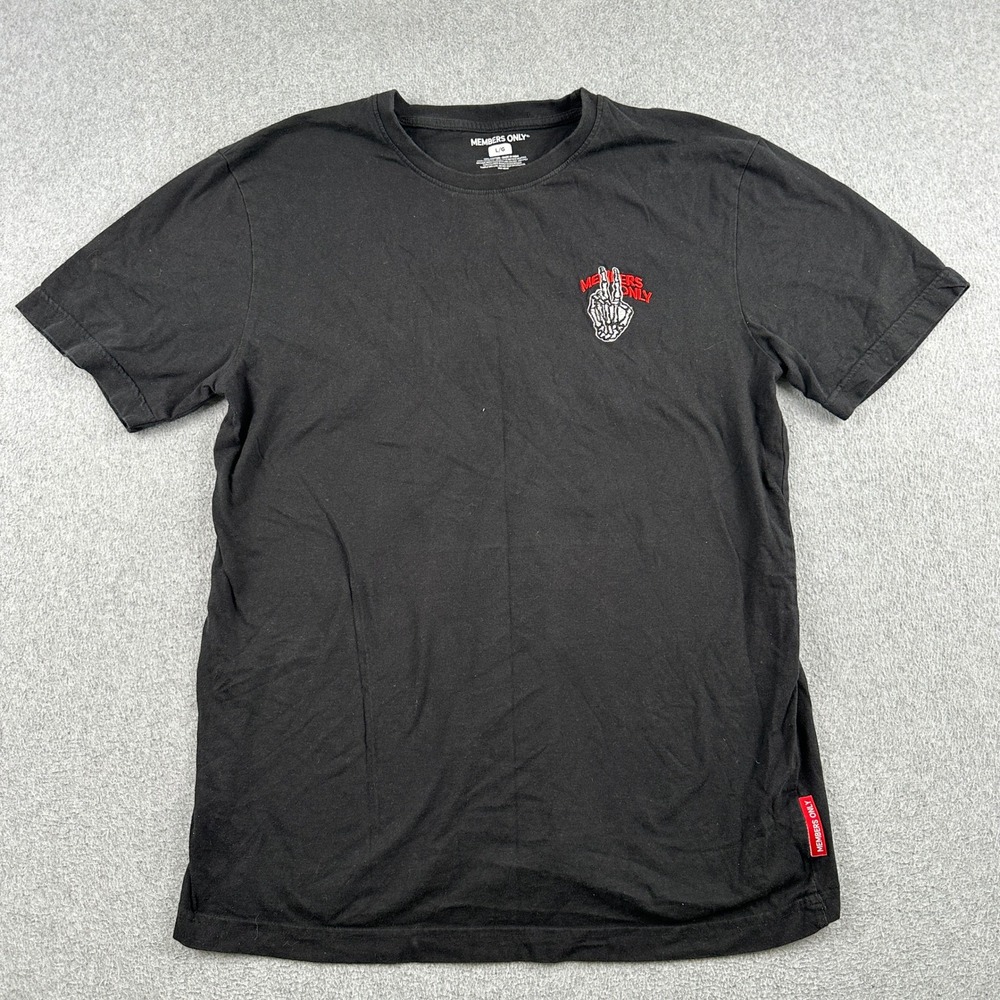 Members Only T-Shirt Mens L Skeleton LA Peace Sign Black Graphic Short Sleeve